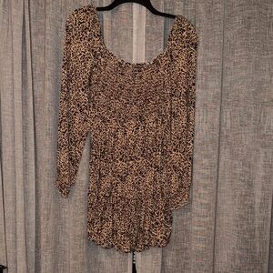 Love, Fire Animal Print Long Sleeve Dress